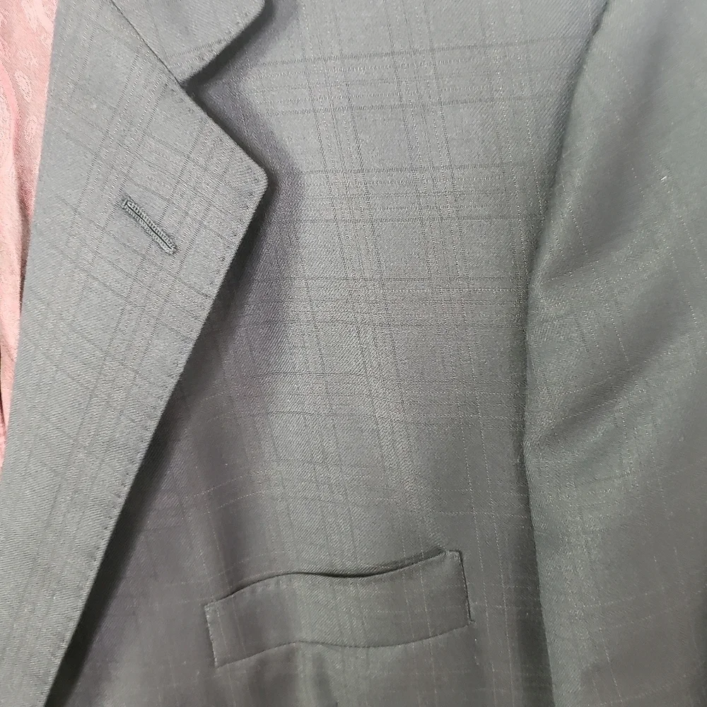 Giliberto of Loro Piana fabric black muted burgundy check blazer suit jacket